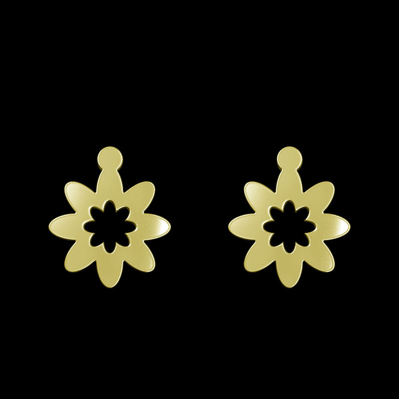 گوشواره طلا 18 عیار زنانه مدوپد مدل گل کد GA1-12431