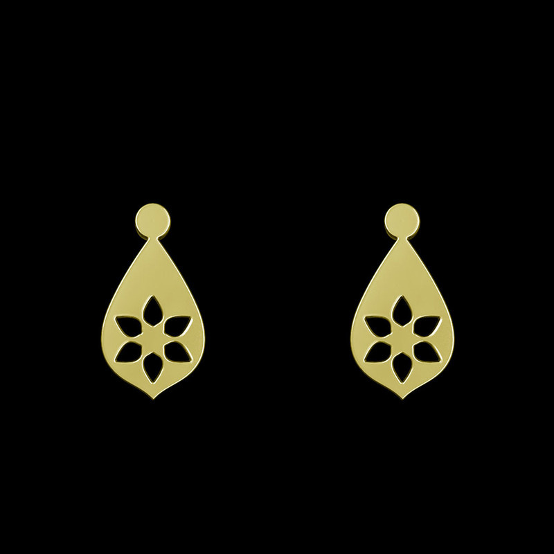 گوشواره طلا 18 عیار زنانه مدوپد مدل گل کد GA1-12462