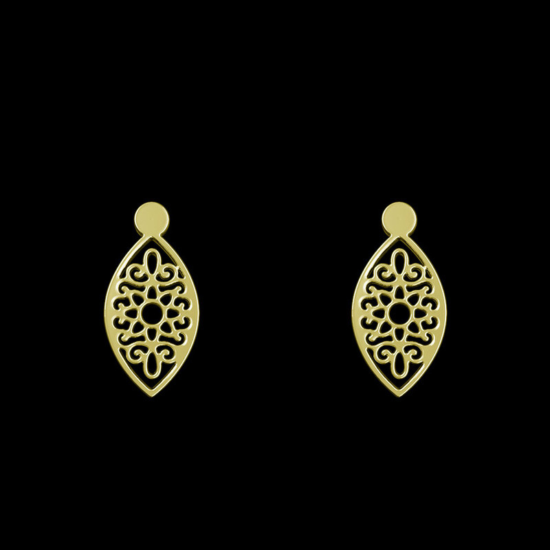 گوشواره طلا 18 عیار زنانه مدوپد مدل اسلیمی کد GA1-12659