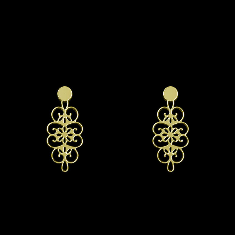 گوشواره طلا 18 عیار زنانه مدوپد مدل اسلیمی کد GA1-12755