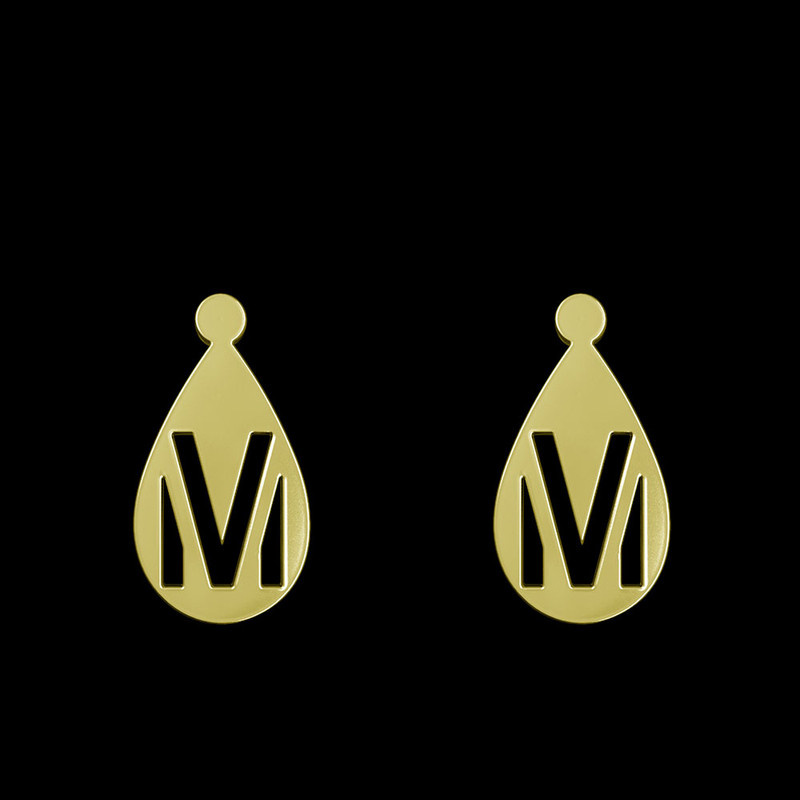 گوشواره طلا 18 عیار زنانه مدوپد مدل حرف M کد GA1-12854