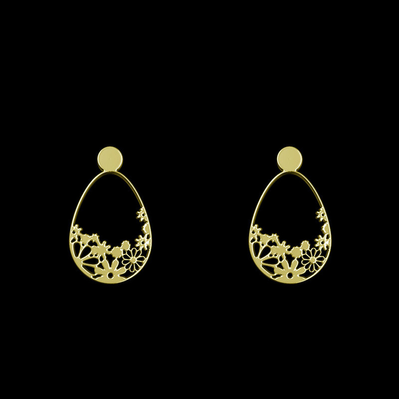 گوشواره طلا 18 عیار زنانه مدوپد مدل گل کد GA1-13007