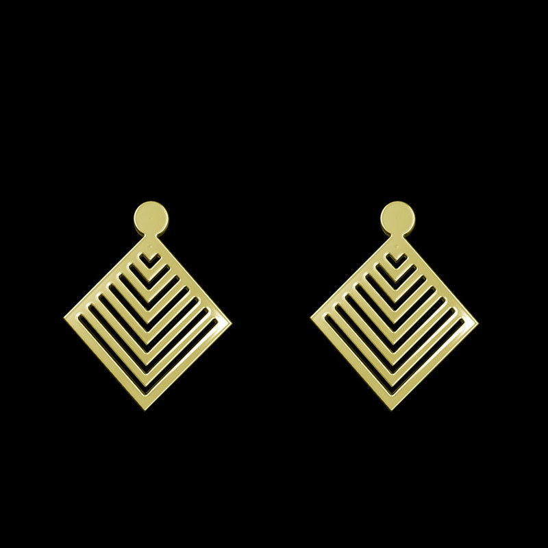 گوشواره طلا 18 عیار زنانه مدوپد مدل لوزی کد GA1-13037