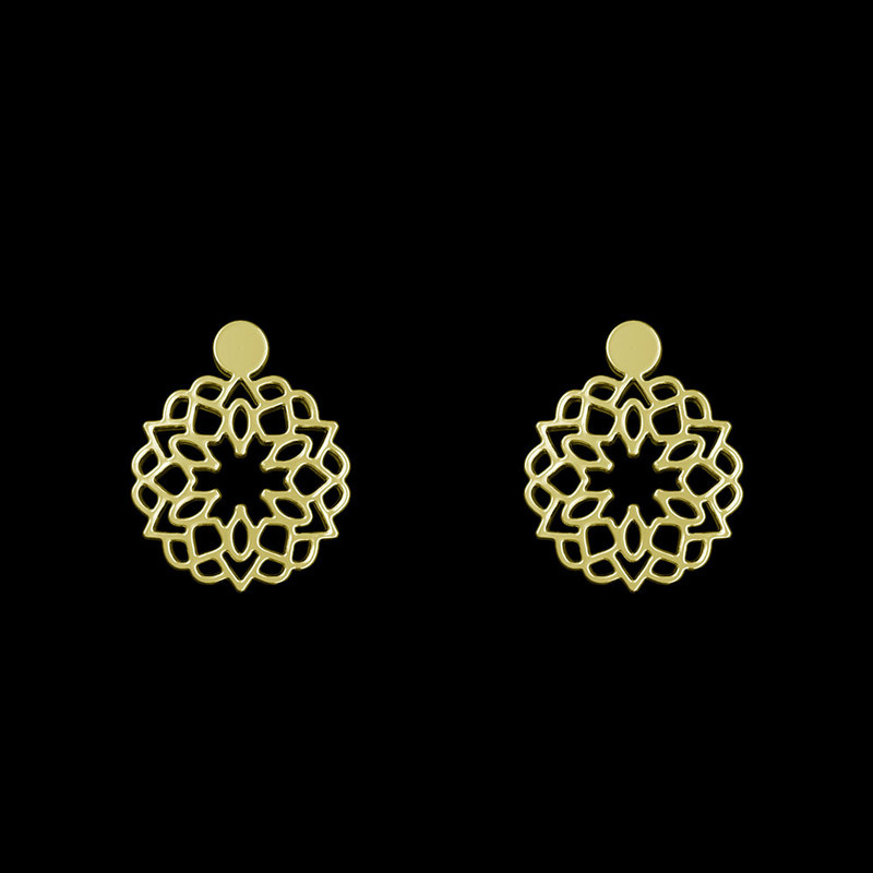 گوشواره طلا 18 عیار زنانه مدوپد مدل گل کد GA1-13055