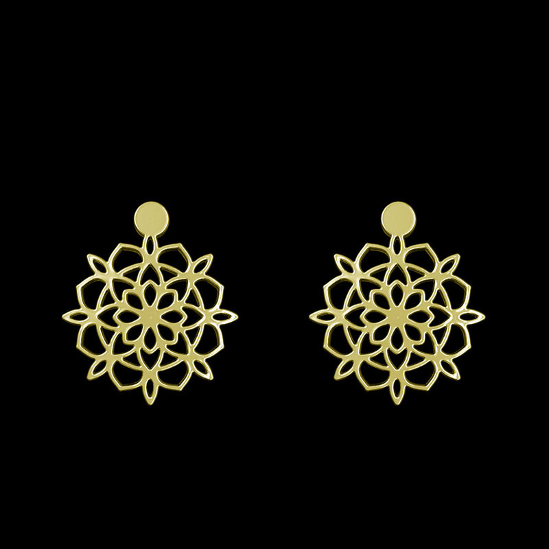 گوشواره طلا 18 عیار زنانه مدوپد مدل اسلیمی کد GA1-13075