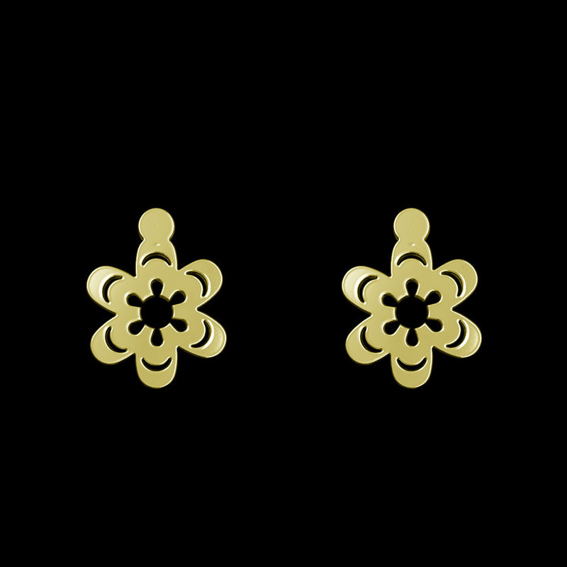 گوشواره طلا 18 عیار زنانه مدوپد مدل گل کد GA1-13104