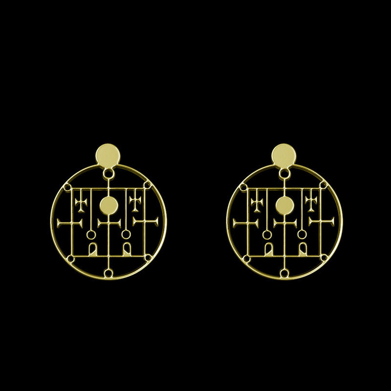 گوشواره طلا 18 عیار زنانه مدوپد مدل هندسی کد GA1-13113