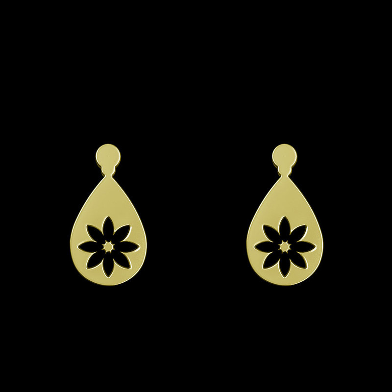 گوشواره طلا 18 عیار زنانه مدوپد مدل گل کد GA1-13213