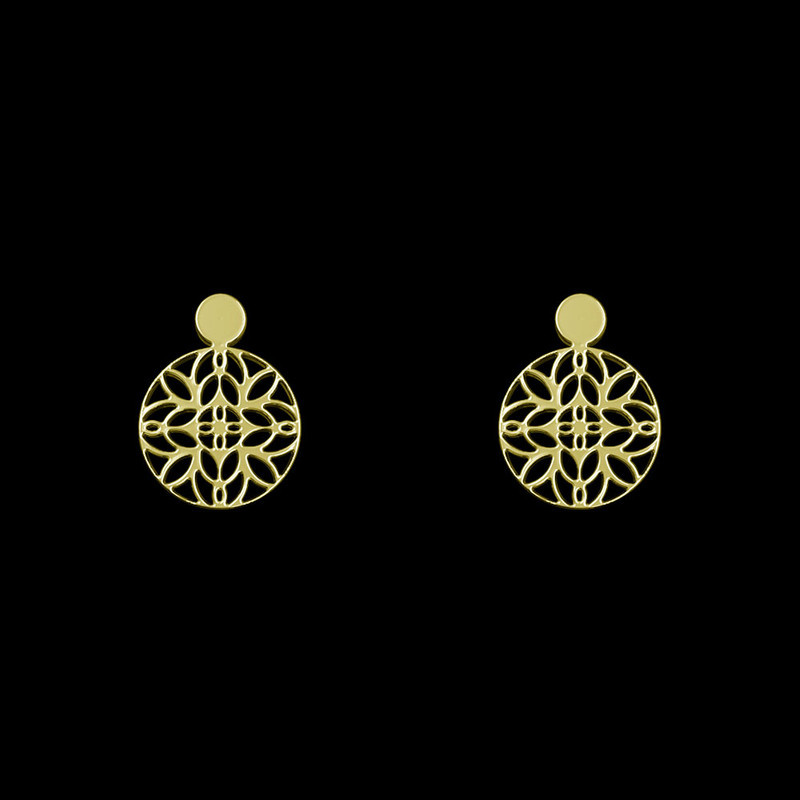 گوشواره طلا 18 عیار زنانه مدوپد مدل هندسی کد GA1-13223