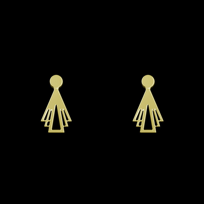 گوشواره طلا 18 عیار زنانه مدوپد مدل هندسی کد GA1-13228