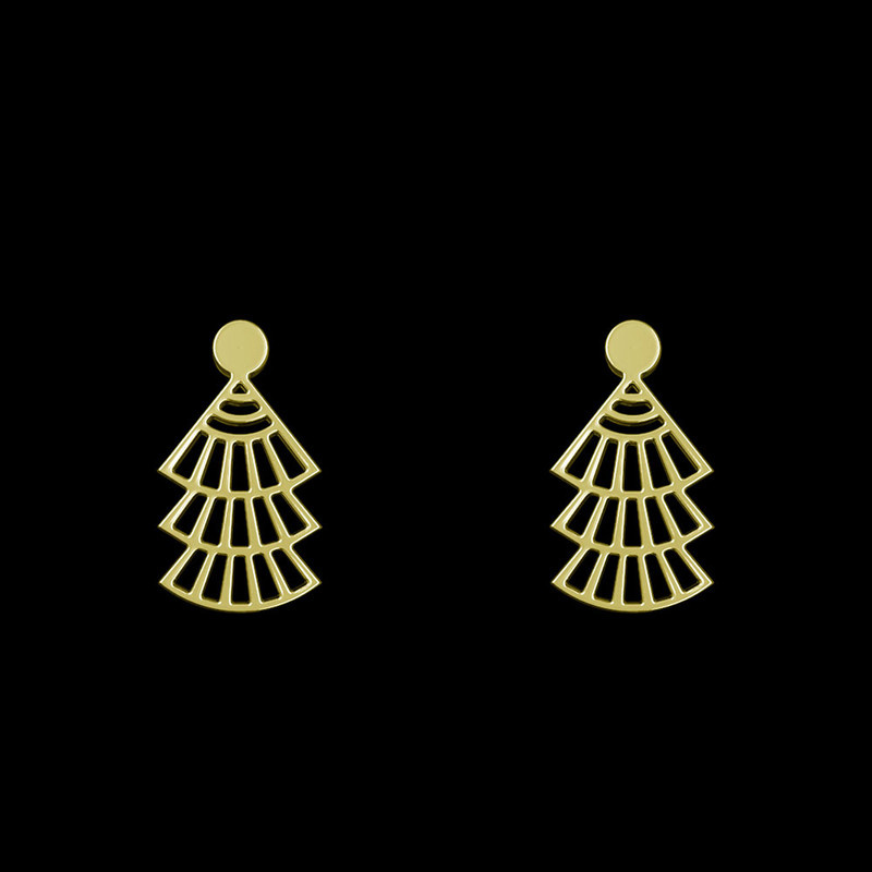 گوشواره طلا 18 عیار زنانه مدوپد مدل هندسی کد GA1-13283