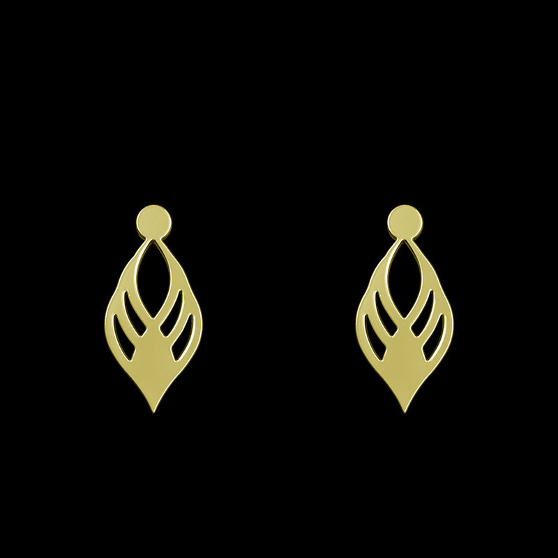 گوشواره طلا 18 عیار زنانه مدوپد مدل هندسی کد GA1-13293