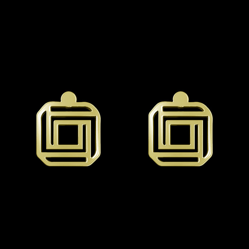 گوشواره طلا 18 عیار زنانه مدوپد مدل هندسی کد GA1-13479