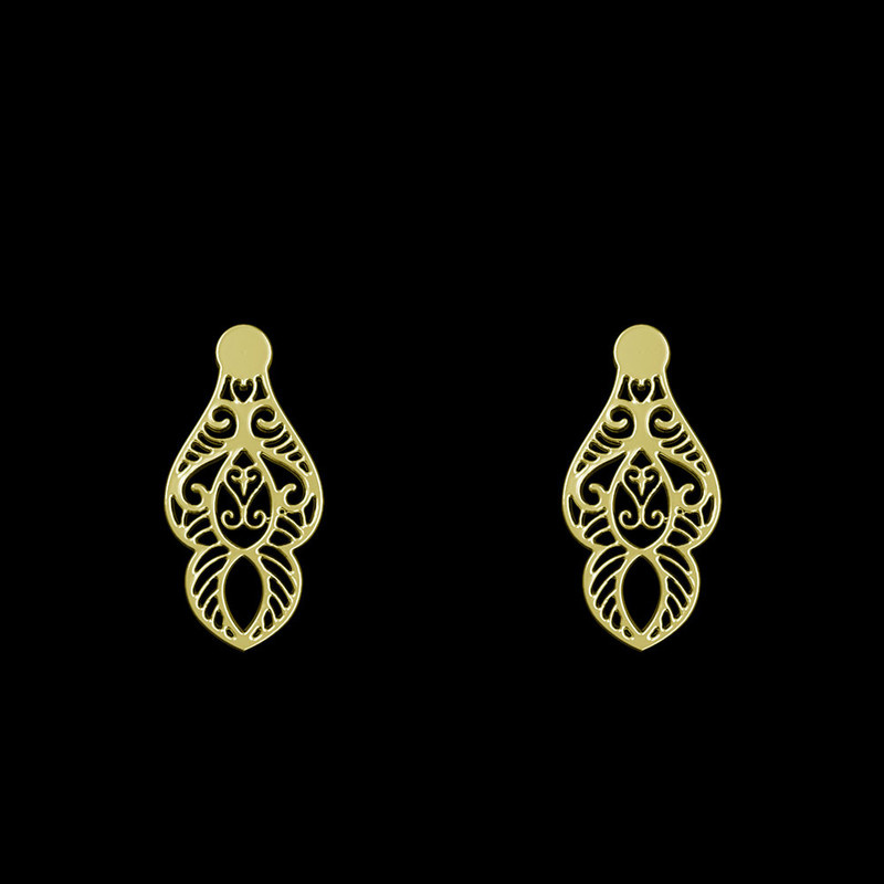 گوشواره طلا 18 عیار زنانه مدوپد مدل هندسی کد GA1-13536