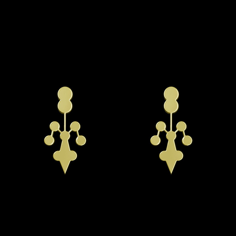 گوشواره طلا 18 عیار زنانه مدوپد مدل هندسی کد GA1-13541