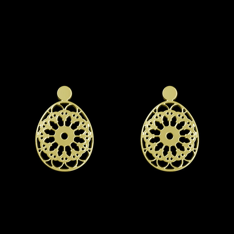 گوشواره طلا 18 عیار زنانه مدوپد مدل هندسی کد GA1-13610