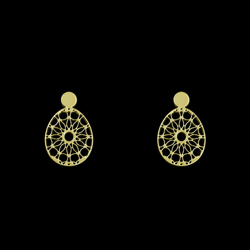 گوشواره طلا 18 عیار زنانه مدوپد مدل هندسی کد GA1-13617