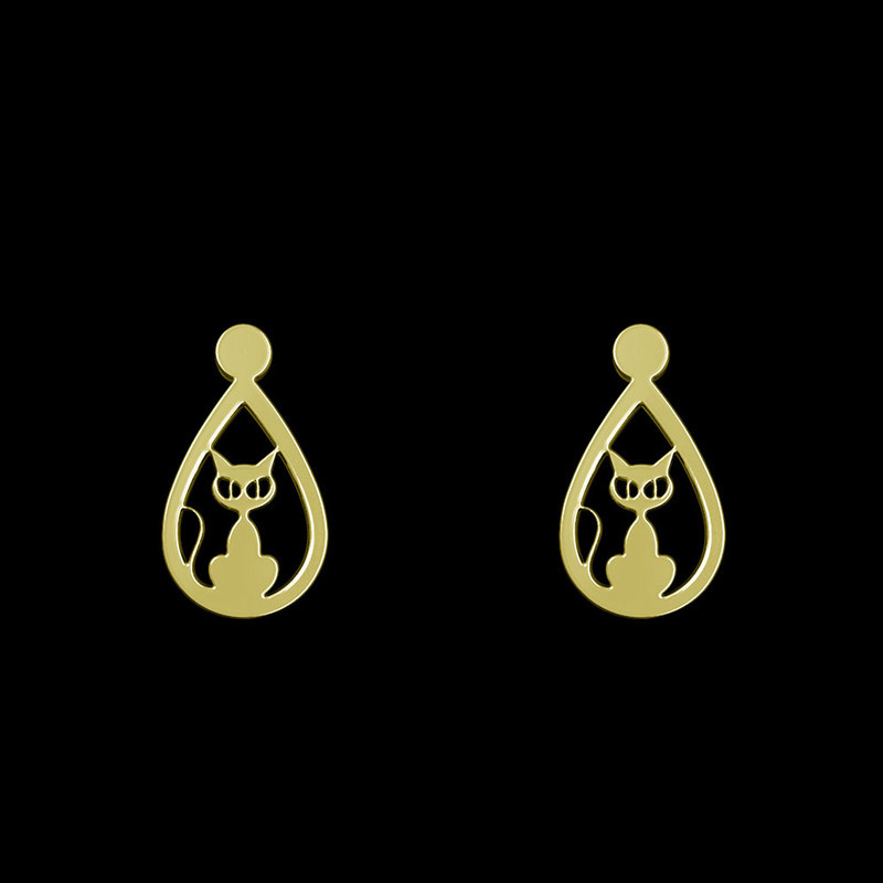 گوشواره طلا 18 عیار زنانه مدوپد مدل گربه کد GA1-13663