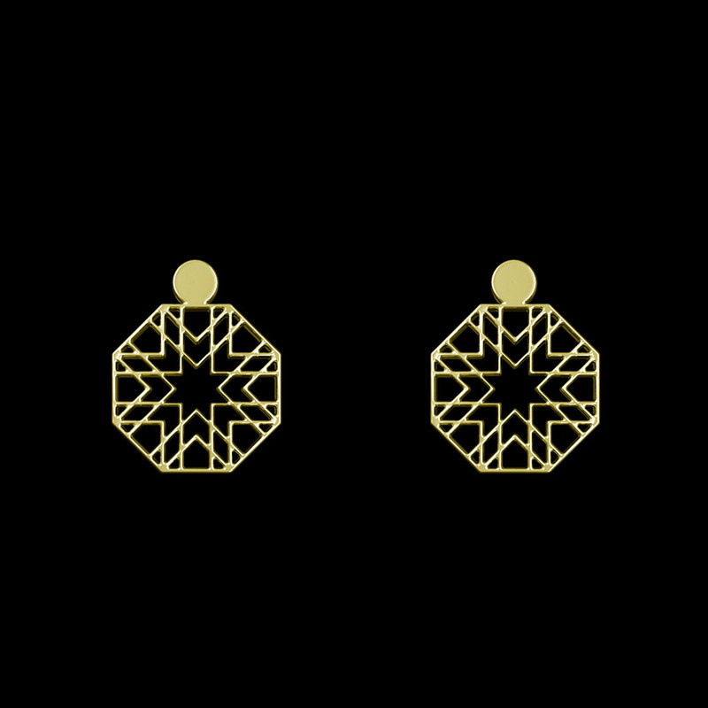 گوشواره طلا 18 عیار زنانه مدوپد مدل هندسی کد GA1-13673