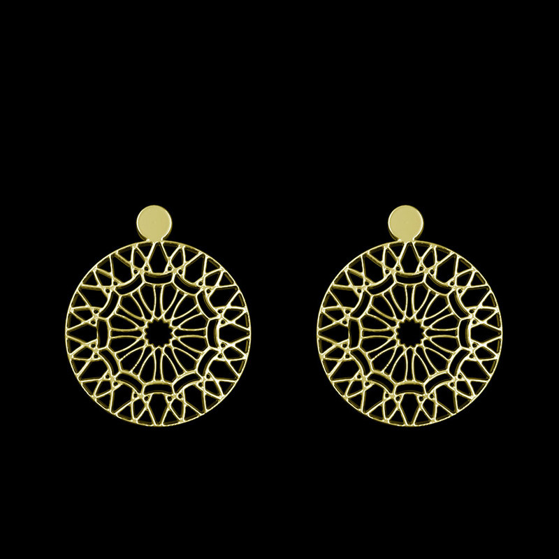 گوشواره طلا 18 عیار زنانه مدوپد مدل هندسی کد GA1-13725