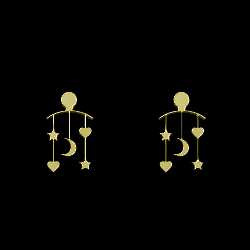گوشواره طلا 18 عیار زنانه مدوپد مدل ماه و ستاره کد GA1-13755