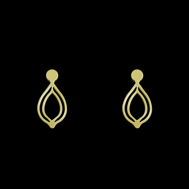 گوشواره طلا 18 عیار زنانه مدوپد مدل هندسی کد GA1-13766