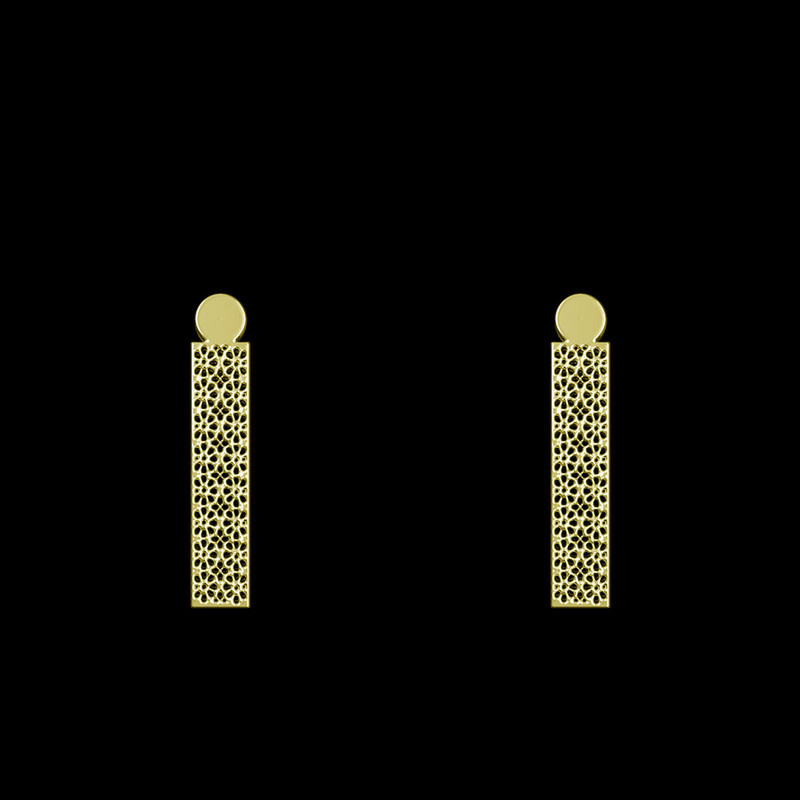 گوشواره طلا 18 عیار زنانه مدوپد مدل مستطیل کد GA1-13875