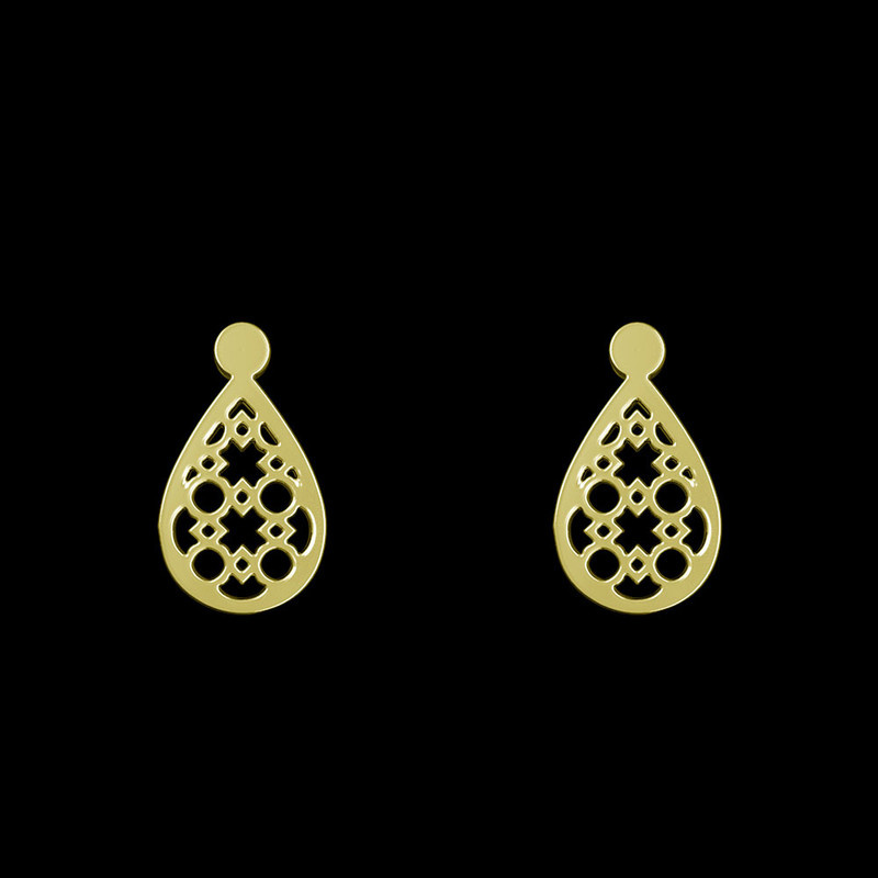 گوشواره طلا 18 عیار زنانه مدوپد مدل هندسی کد GA1-13910