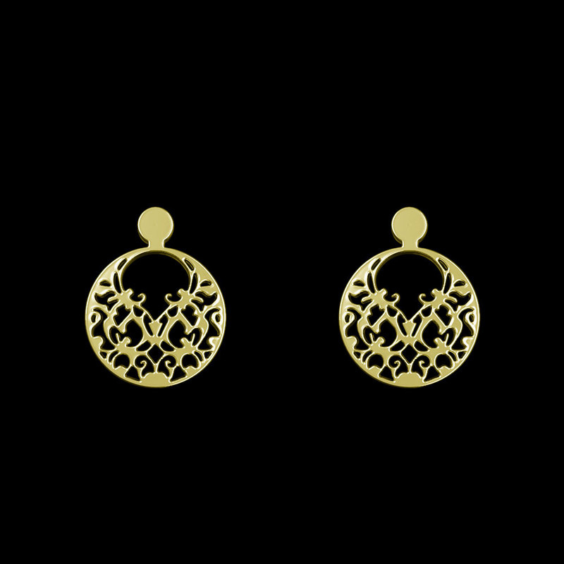 گوشواره طلا 18 عیار زنانه مدوپد مدل هندسی کد GA1-13913