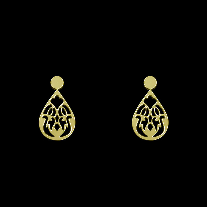 گوشواره طلا 18 عیار زنانه مدوپد مدل هندسی کد GA1-13973