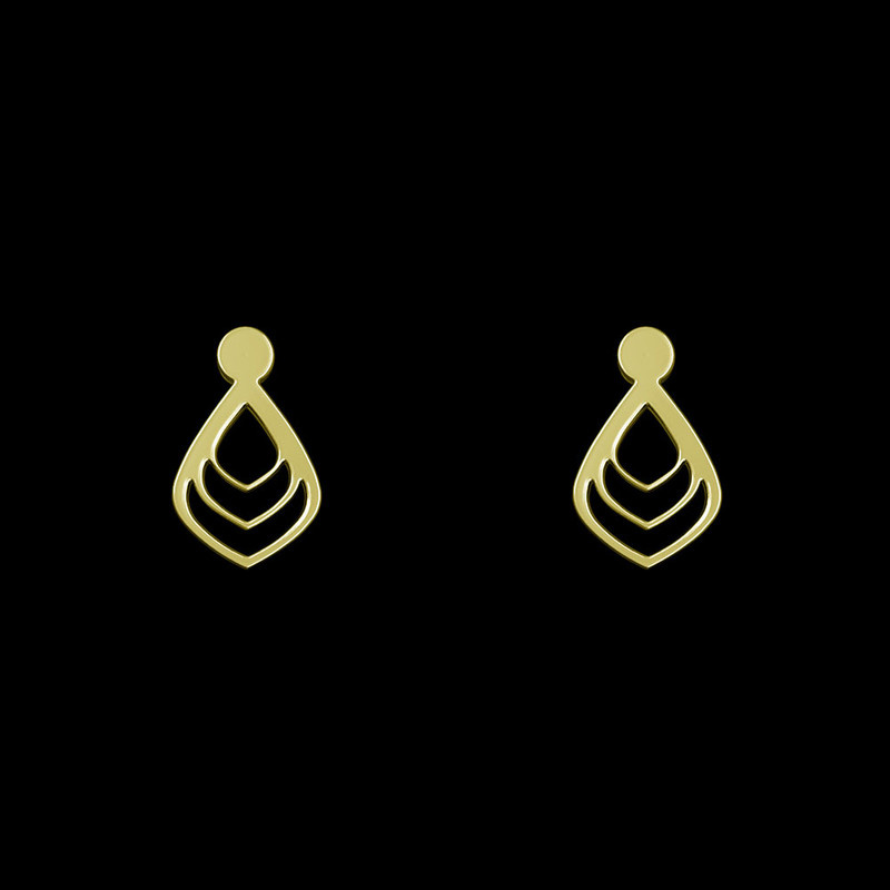 گوشواره طلا 18 عیار زنانه مدوپد مدل هندسی کد GA1-14006