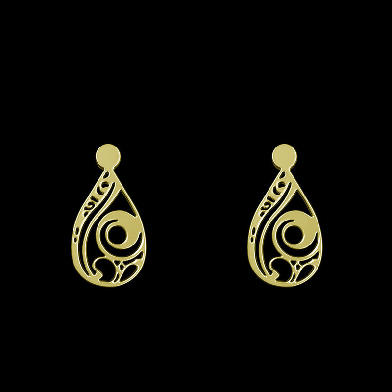 گوشواره طلا 18 عیار زنانه مدوپد مدل هندسی کد GA1-14027