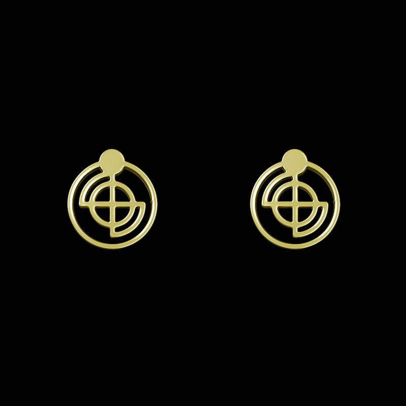 گوشواره طلا 18 عیار زنانه مدوپد مدل هندسی کد GA1-14075