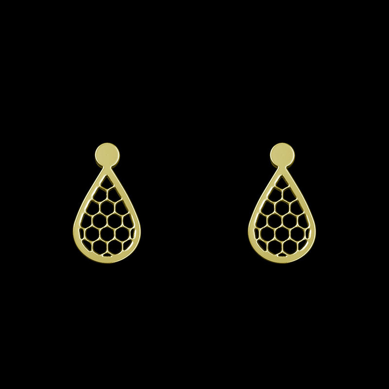 گوشواره طلا 18 عیار زنانه مدوپد مدل هندسی کد GA1-14100