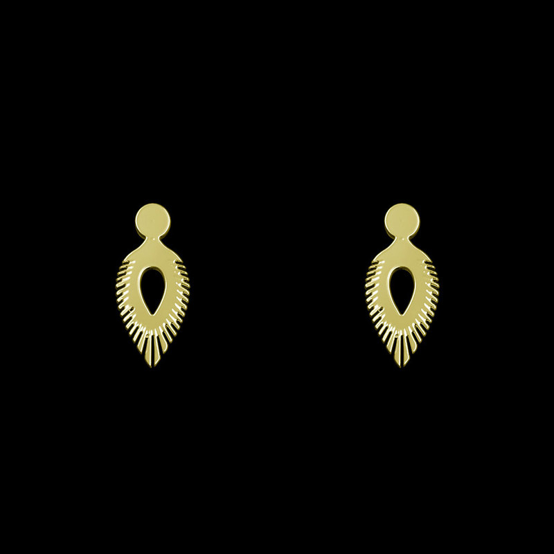 گوشواره طلا 18 عیار زنانه مدوپد مدل هندسی کد GA1-14116