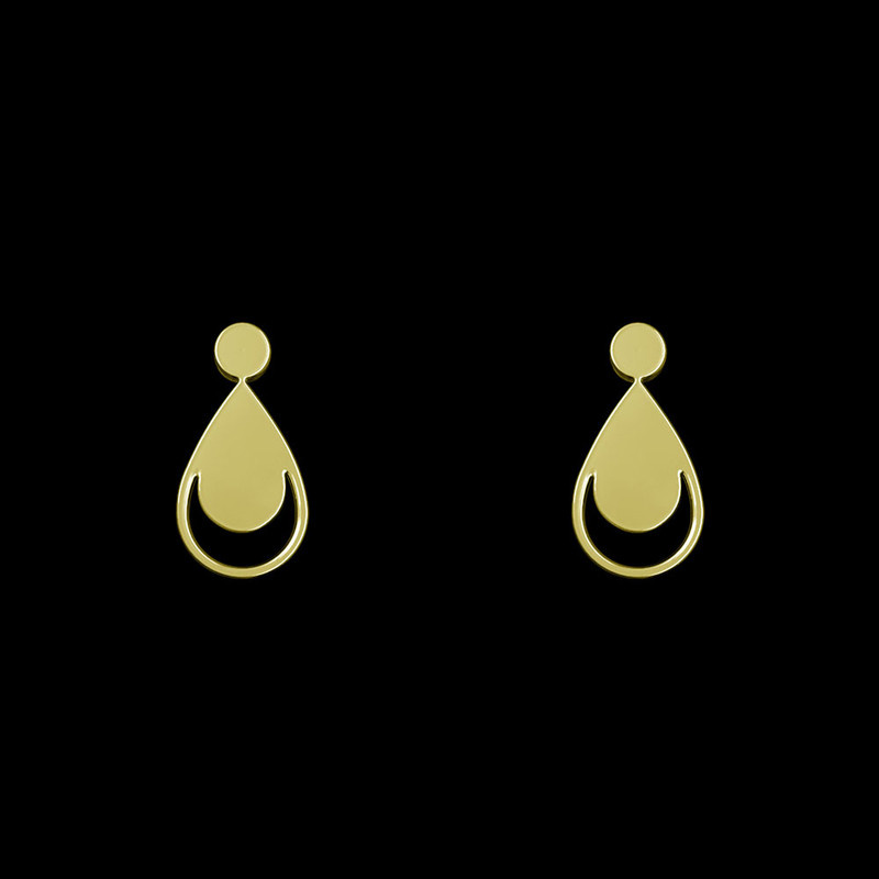 گوشواره طلا 18 عیار زنانه مدوپد مدل هندسی کد GA1-14153