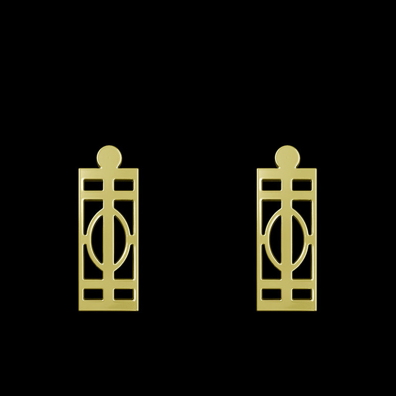 گوشواره طلا 18 عیار زنانه مدوپد مدل هندسی کد GA1-14191