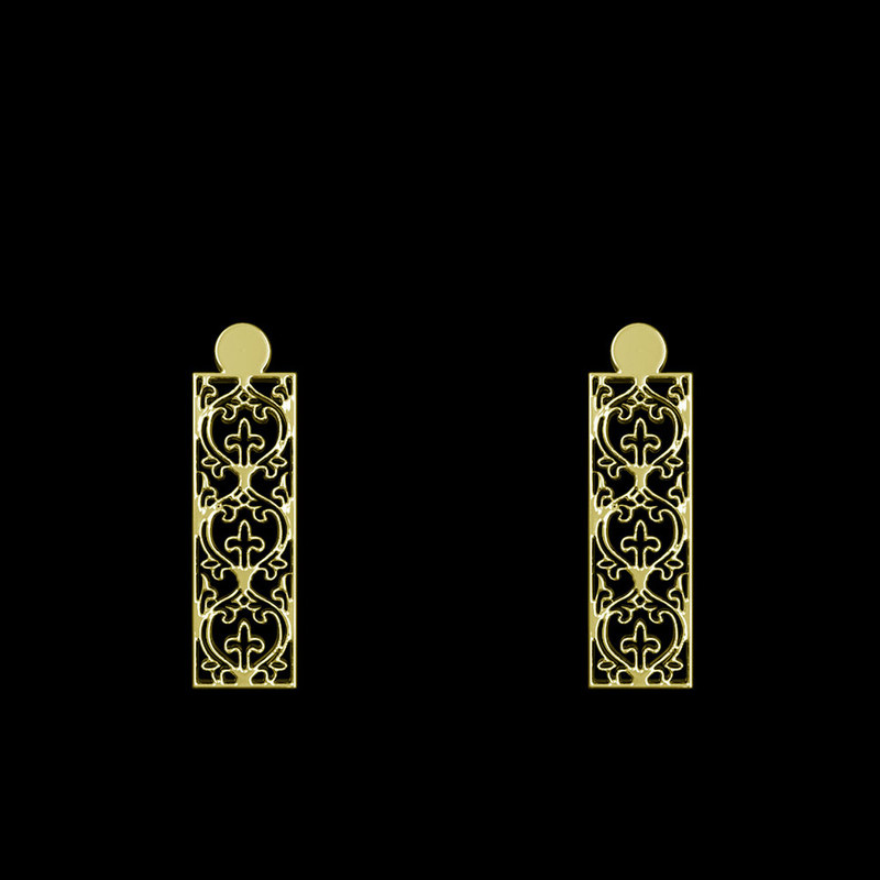 گوشواره طلا 18 عیار زنانه مدوپد مدل هندسی کد GA1-14255