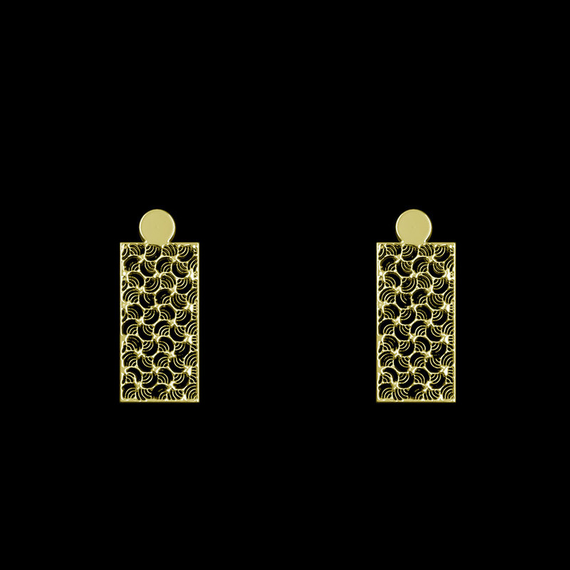 گوشواره طلا 18 عیار زنانه مدوپد مدل هندسی کد GA1-14263