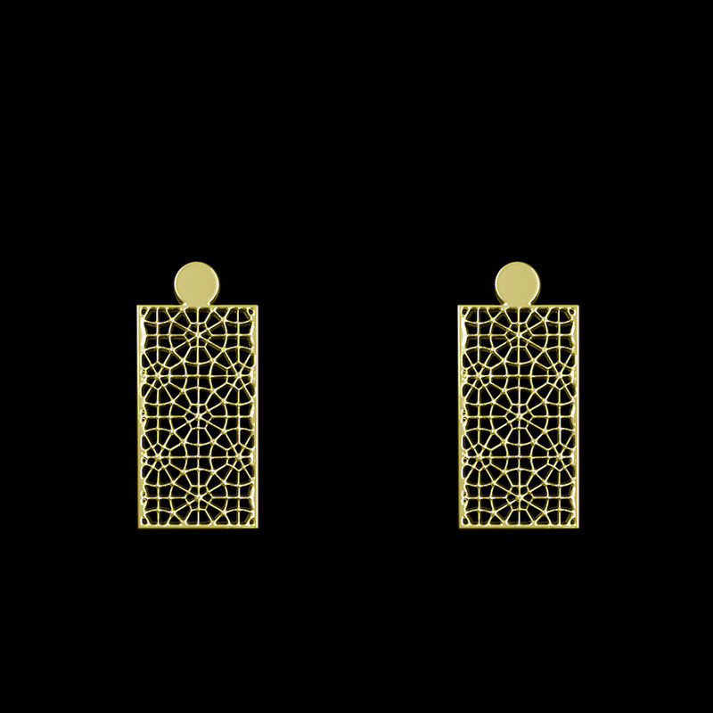 گوشواره طلا 18 عیار زنانه مدوپد مدل هندسی کد GA1-14267