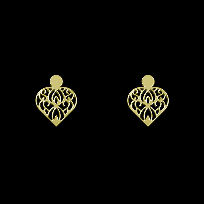 گوشواره طلا 18 عیار زنانه مدوپد مدل قلب کد GA1-14393