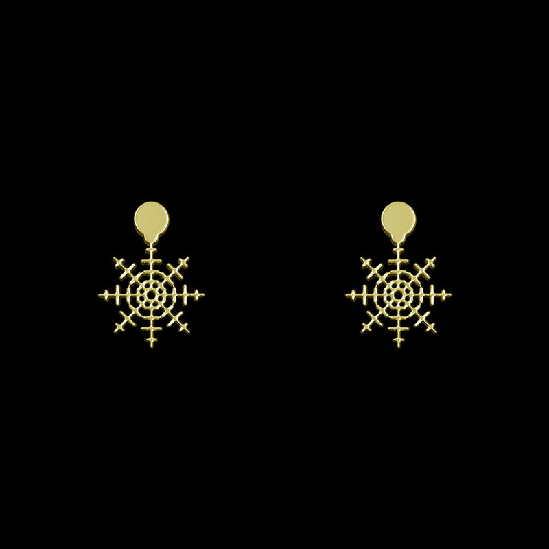 گوشواره طلا 18 عیار زنانه مدوپد مدل هندسی کد GA1-14411