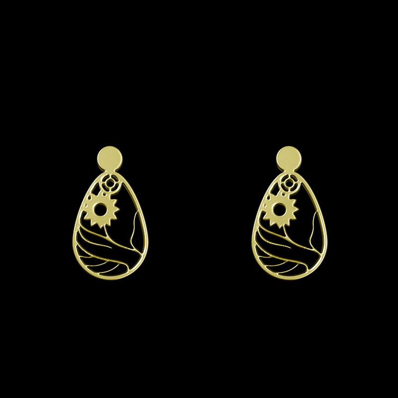 گوشواره طلا 18 عیار زنانه مدوپد مدل هندسی کد GA1-14430