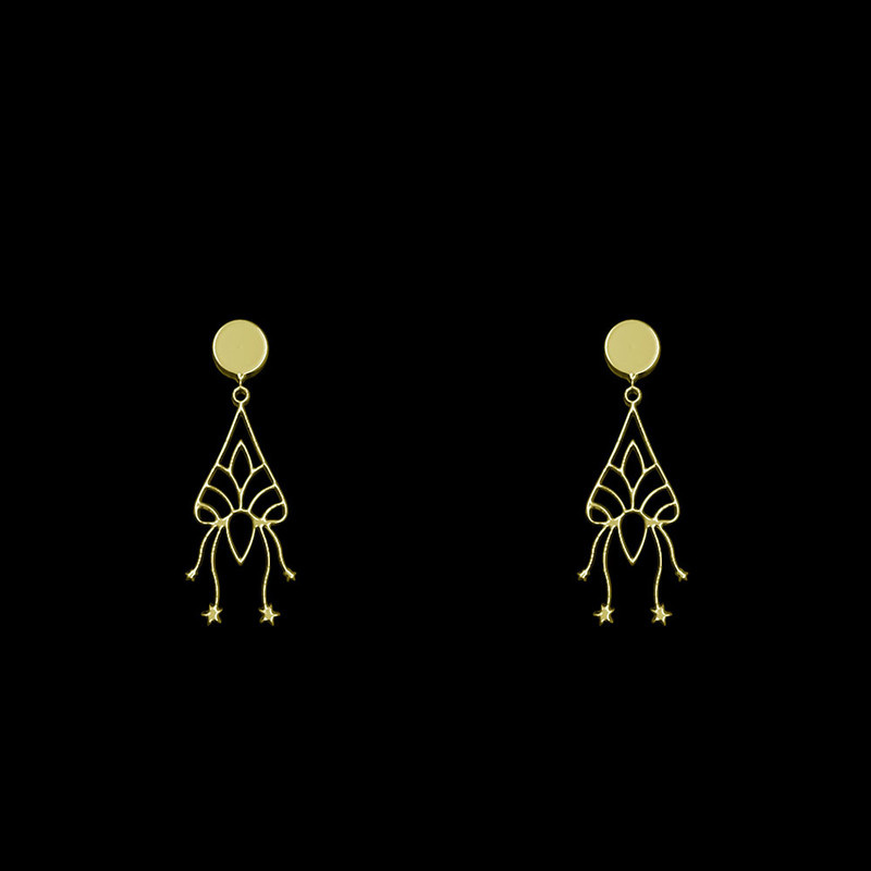 گوشواره طلا 18 عیار زنانه مدوپد مدل هندسی کد GA1-14456