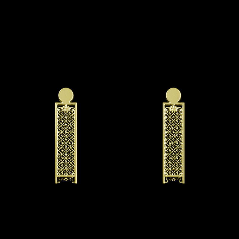 گوشواره طلا 18 عیار زنانه مدوپد مدل مستطیل کد GA1-14463