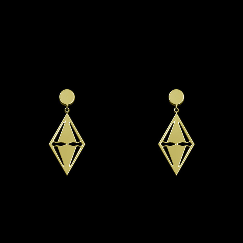 گوشواره طلا 18 عیار زنانه مدوپد مدل لوزی کد GA1-14479