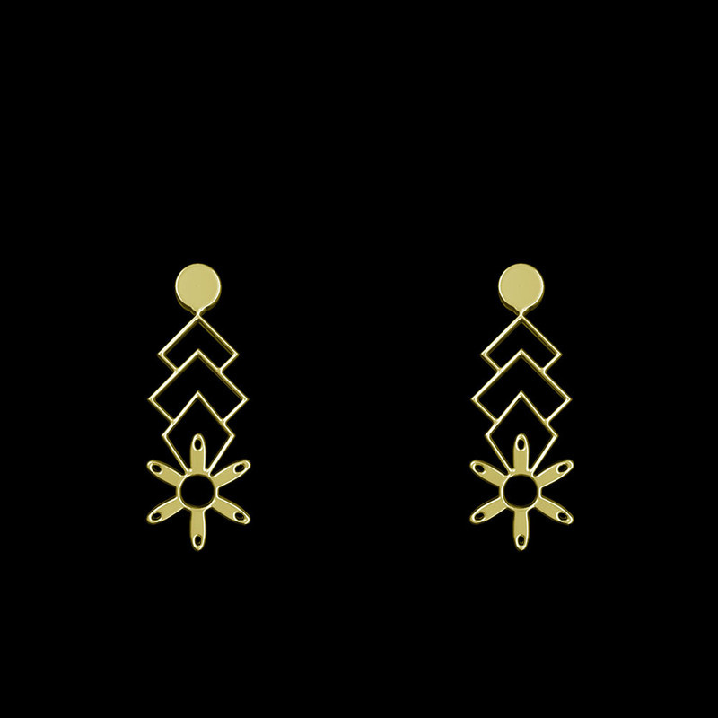 گوشواره طلا 18 عیار زنانه مدوپد مدل هندسی کد GA1-14535