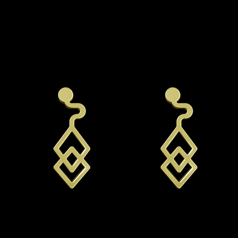 گوشواره طلا 18 عیار زنانه مدوپد مدل هندسی کد GA1-14633