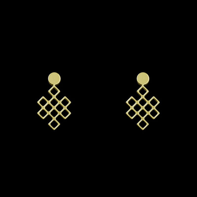 گوشواره طلا 18 عیار زنانه مدوپد مدل هندسی کد GA1-14693