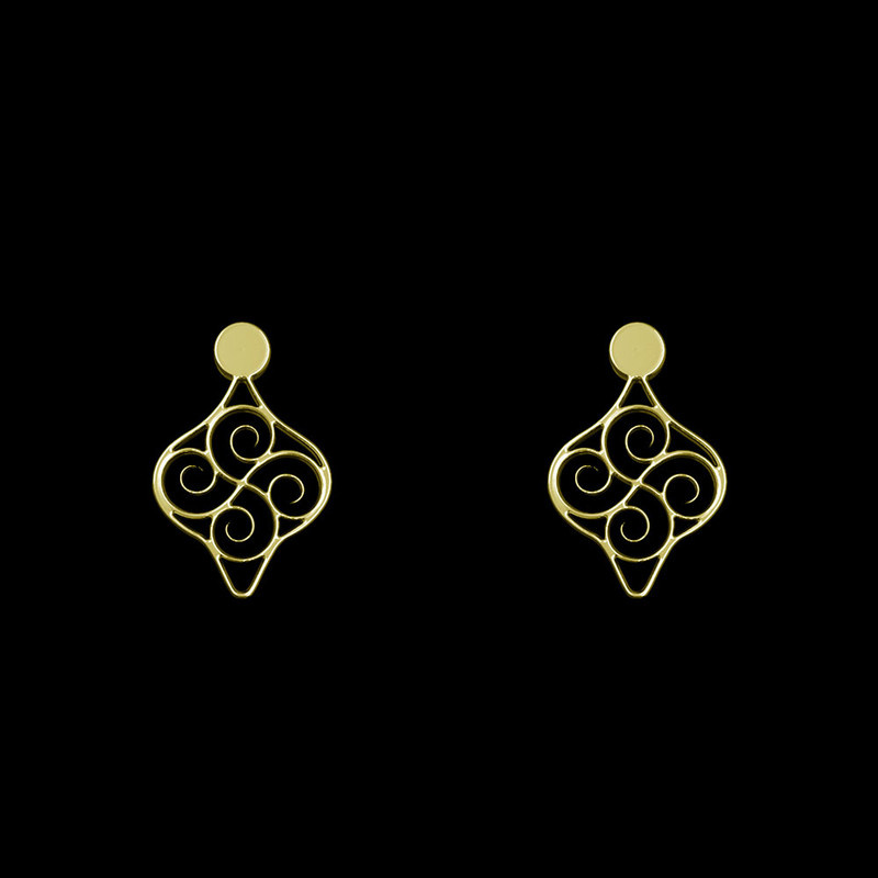 گوشواره طلا 18 عیار زنانه مدوپد مدل هندسی کد GA1-14751